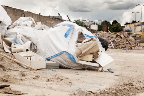 Demolition materials being sorted for recycling